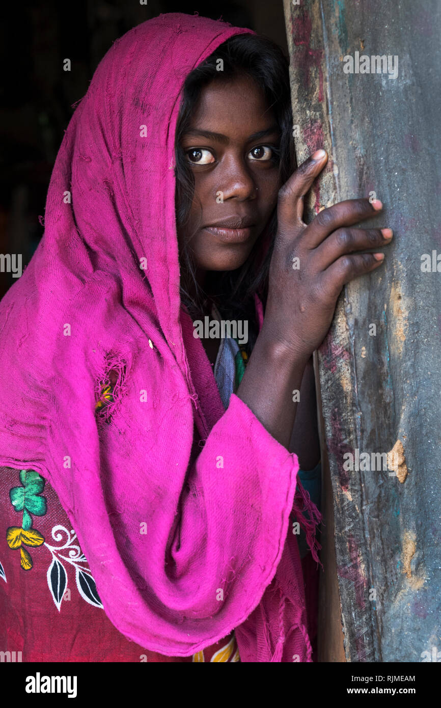 The image of Sabar tribe girl in Purulia, west bengal, India Stock ...