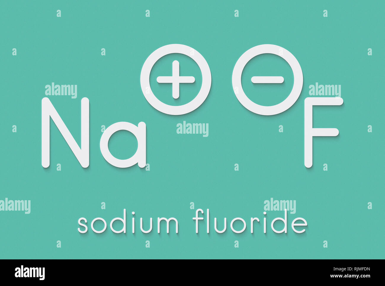 Sodium fluoride, chemical structure. Skeletal formula. Stock Photo