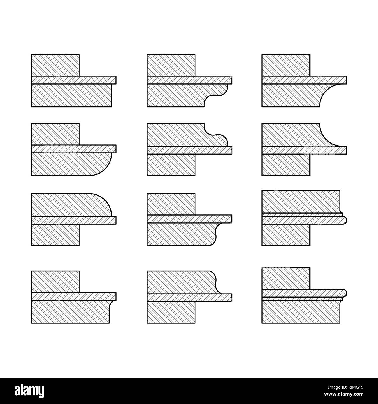 Modern Cornice Cross Section Vector Illustration Design