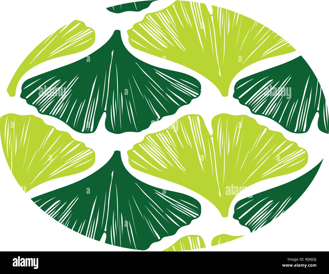 Ginkgo leaves world vector pattern template in green colors palette Stock Vector