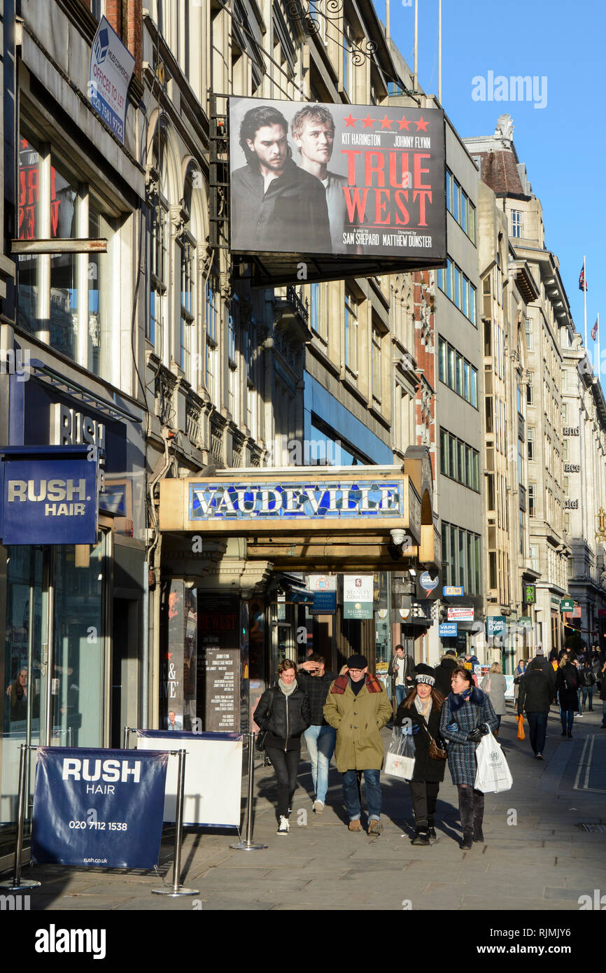 Sam Shepard's True West at The Vaudeville Theatre on the Strand in the City of Westminster, London, UK Stock Photo