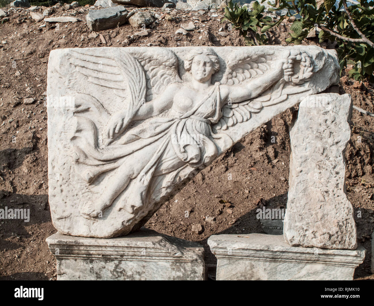 The relief of Nike in antique Ephesus in Turkey Stock Photo - Alamy