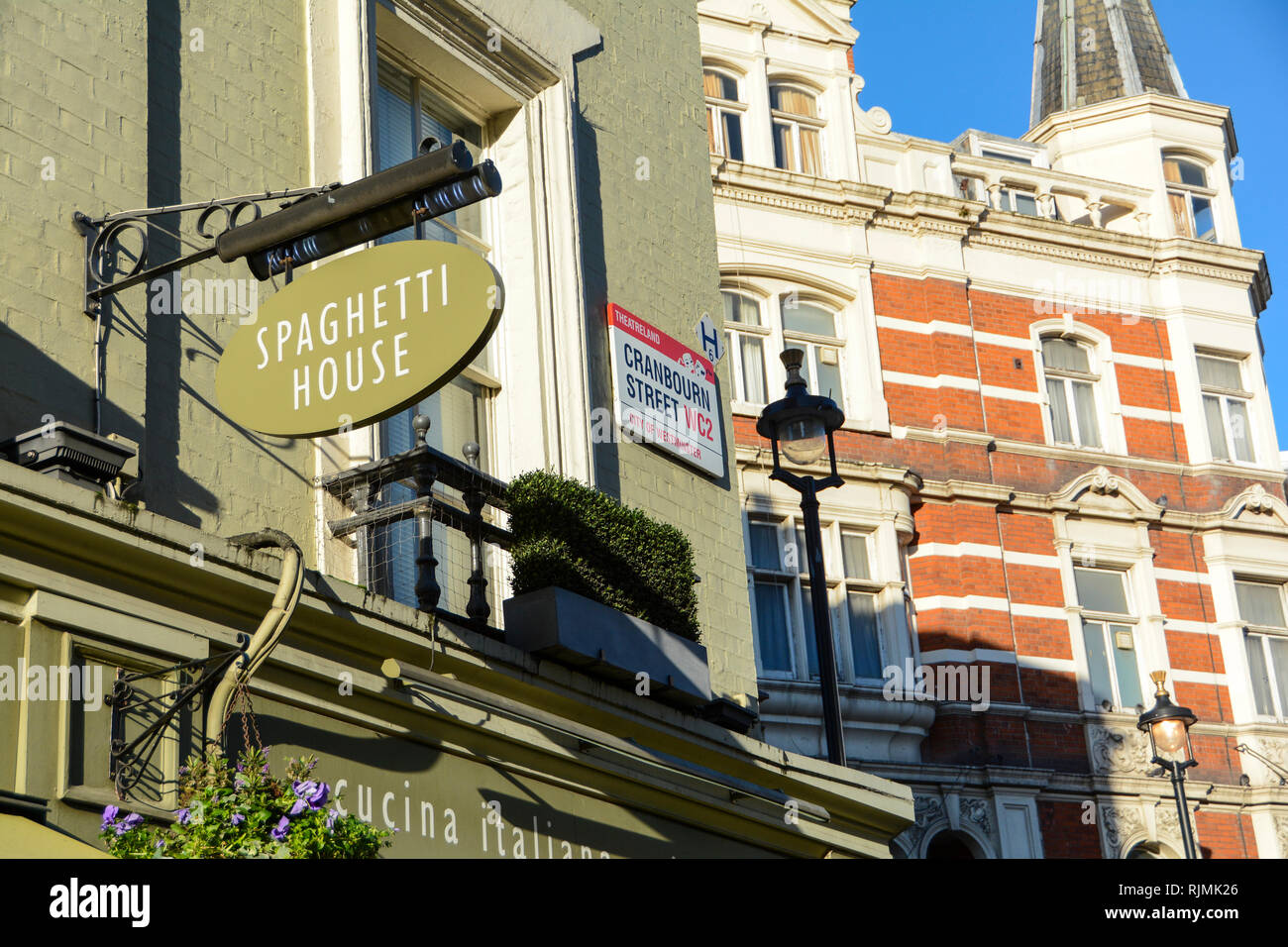 Spaghetti House signage, Cranbourn Street, London, WC2, England, UK