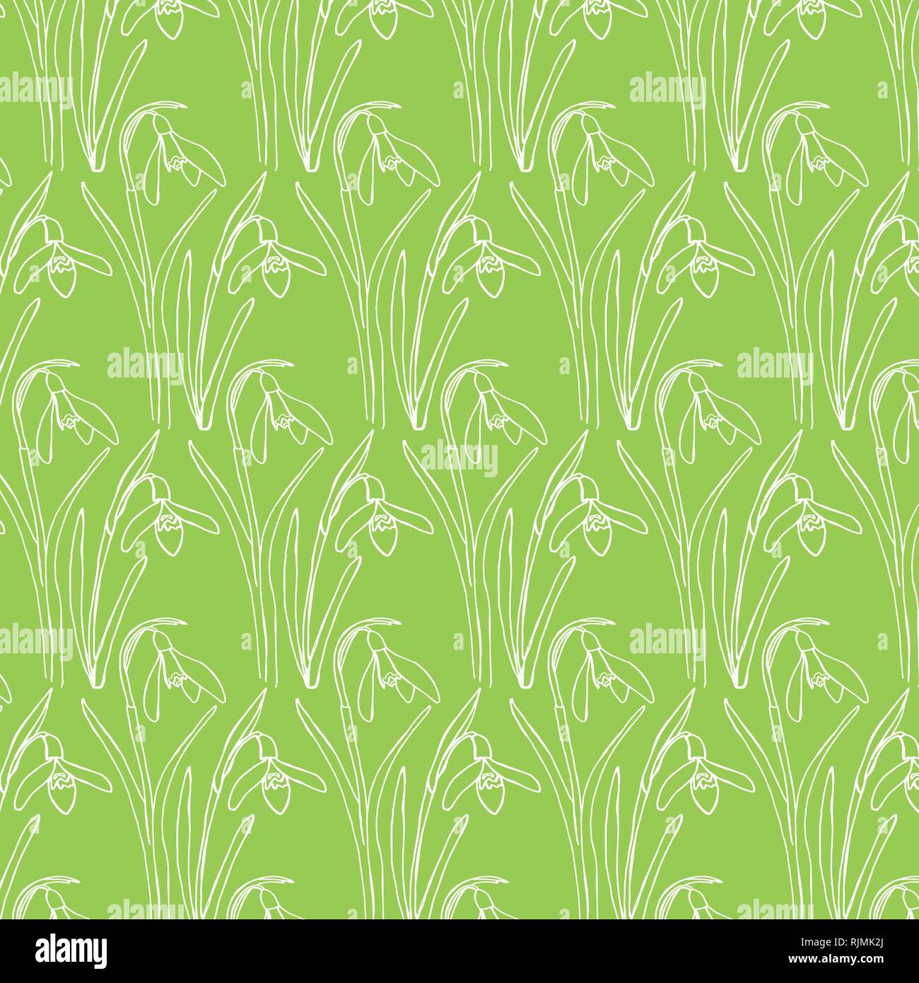 Snow flowers vector pattern on light green background Stock Vector