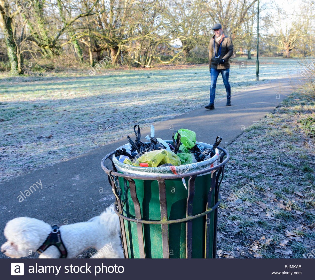 An Overflowing Dog Waste Bin On Barnes Common London Sw13 Uk