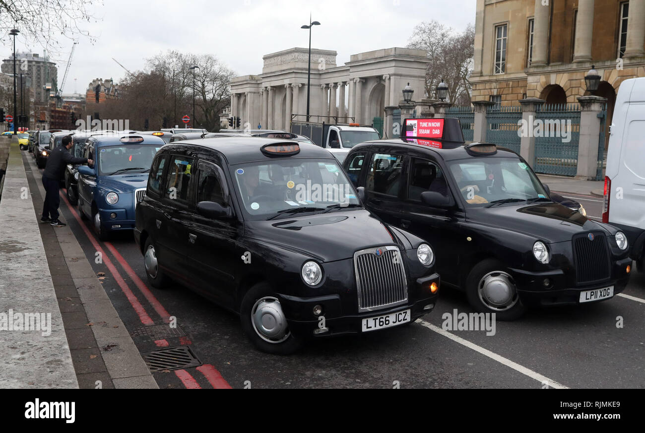 Pic shows Taxi protest on Constitution Hill and Hyde Park Corner Taxis