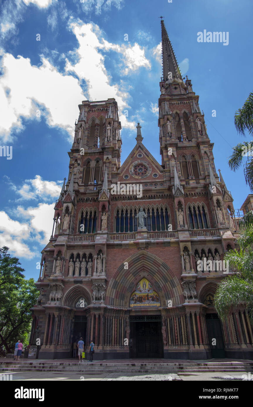 Iglesia de Los Capuchinos - Sacred Heart Church of the Capuchin Fathers  with its colourful stonework, neo gothic architecture in Cordoba Argentina  Stock Photo - Alamy