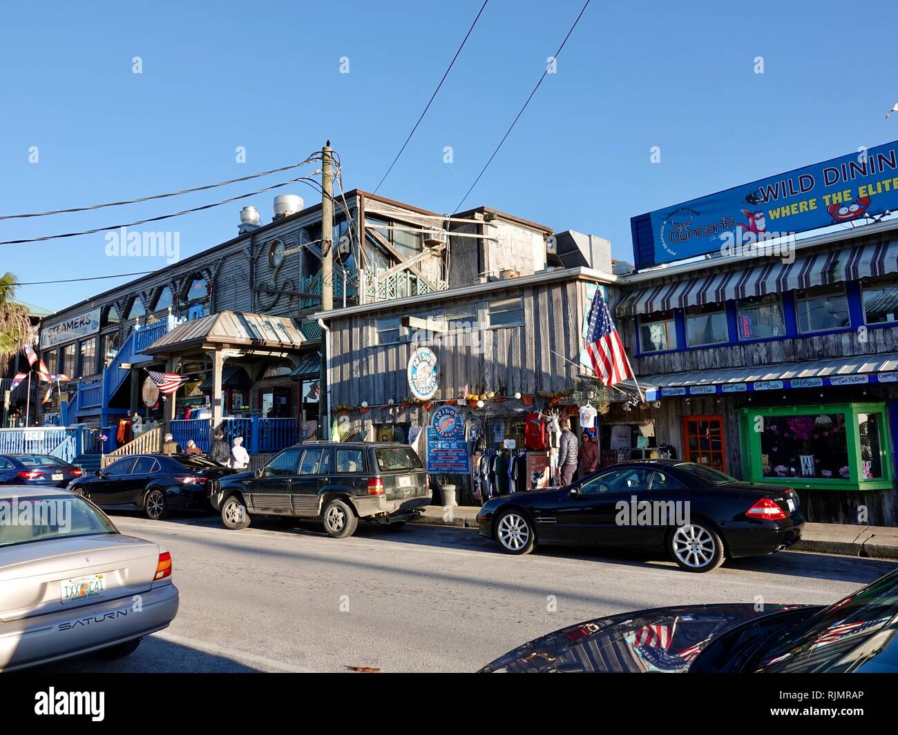 Businesses along Dock Street, Cedar Key, Florida, USA Stock Photo Alamy