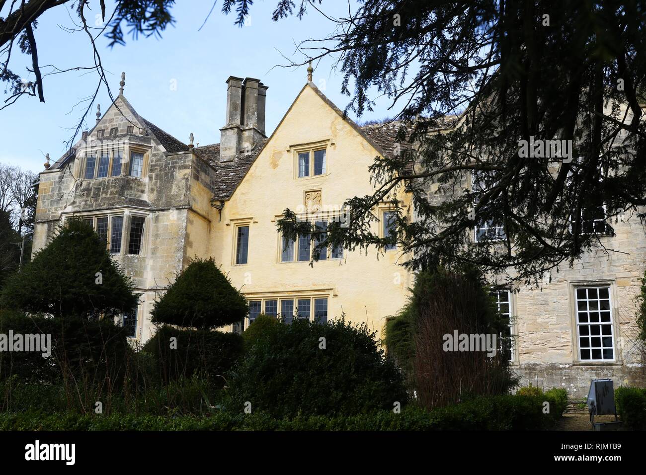 Owlpen Manor, the grade 1 listed Tudor country house in the village of Owlpen, near Stroud, Gloucestershire, England, UK. Stock Photo