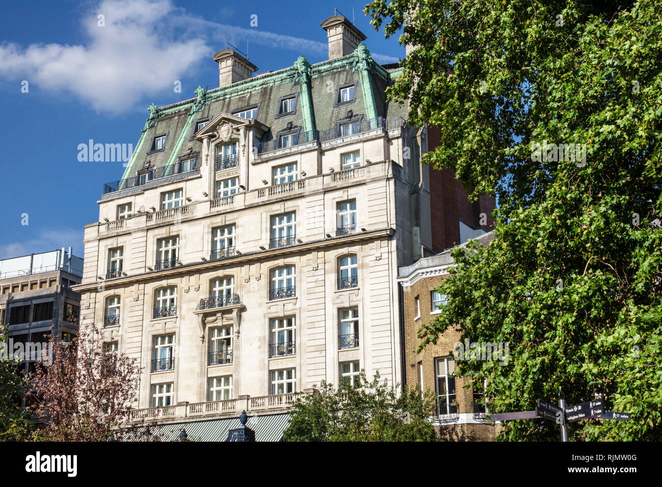 London England United Kingdom Great Britain West End Piccadilly Green Park Ritz Carlton Hotel historic Grade II listed building 5-star luxury Stock Photo