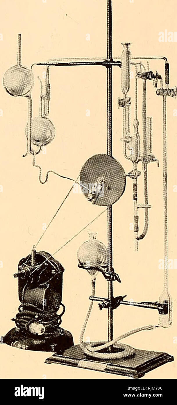 . Bacteriological apparatus : pathological, biochemical. Scientific apparatus and instruments; Bacteriology; Chemical industry. GUj* UiU &lt;£arpartxtitu, ftattytaUv, N. $. /^%. 15650 Van Slyke Apparatus. For the gasometric determination of ali- phatic amino groups; permits analysis of any volume of solution up to 10 cc and gives results with an accuracy of 1/20 mg of nitrogen; method is applied to various problems, including study of protein digestion, both in vitro and in vivo, determination of nature of amino acids yielded by hydrolysis of small amounts of protein, determination of free am Stock Photo