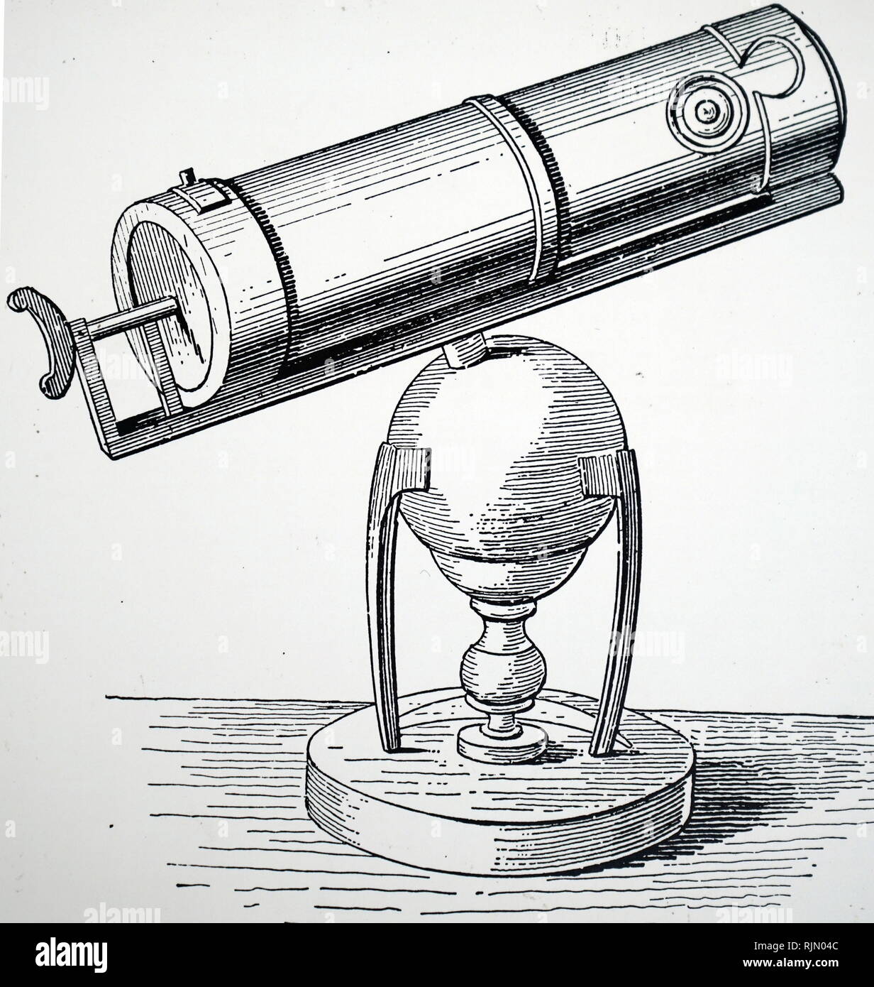 Drawing of the reflecting telescope used by Isaac Newton (1642 - 1727),  British scientist Stock Photo - Alamy