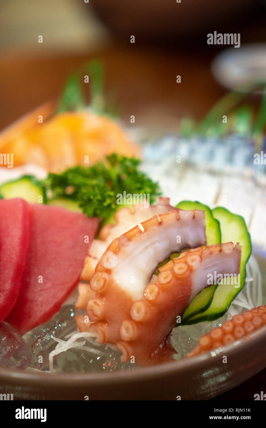 japanese foods sashimi (raw sliced fish, shellfish or crustaceans Stock ...