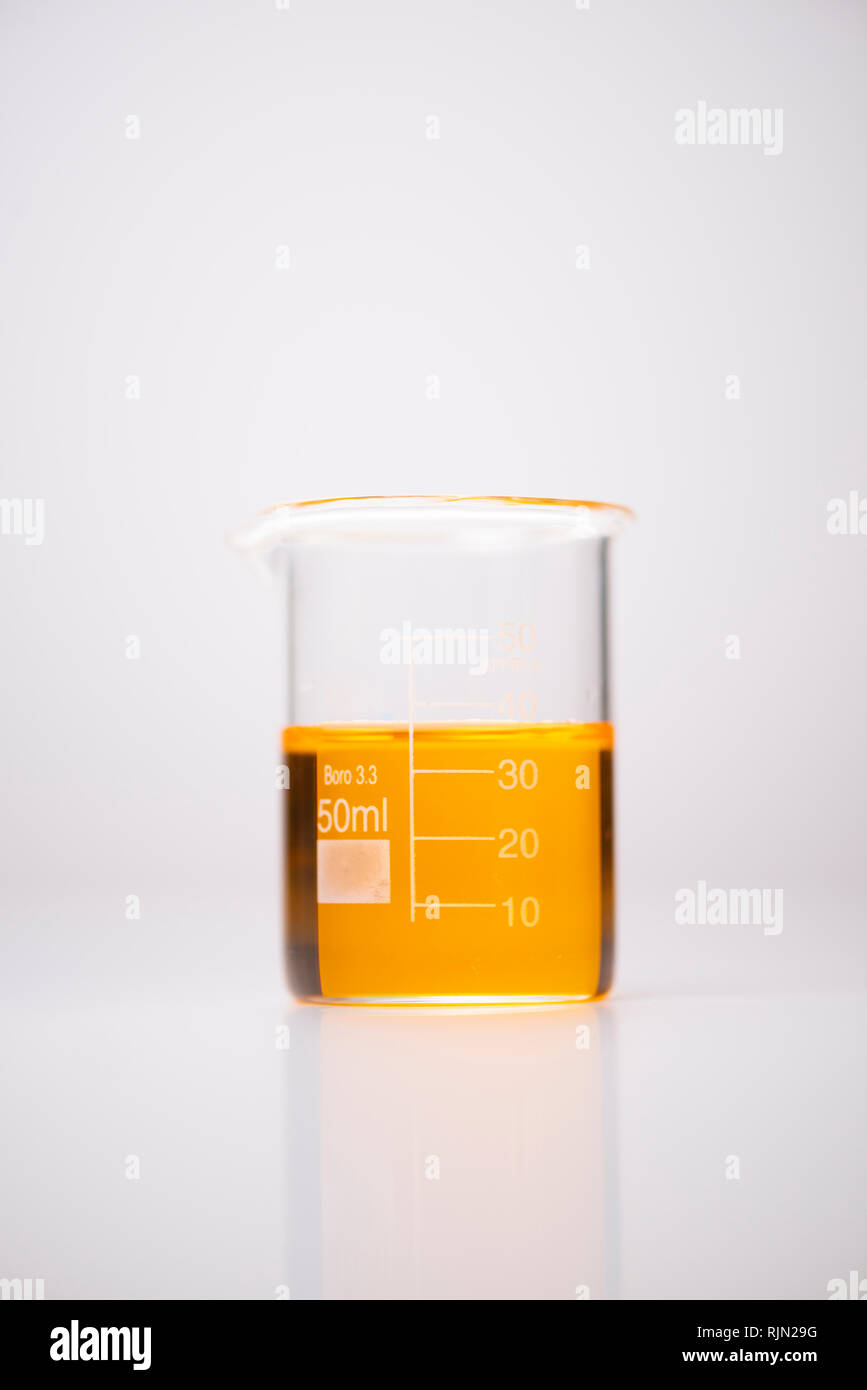 Chemicals in glass containers in laboratories Stock Photo Alamy
