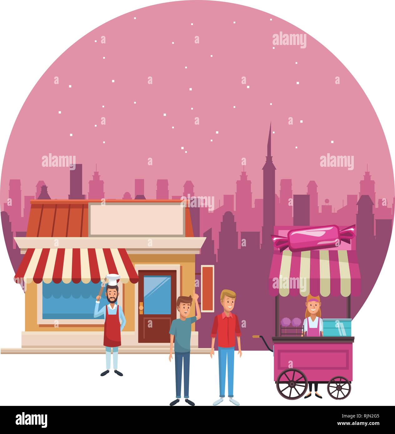 cotton candy cart cartoon Stock Vector Image & Art - Alamy