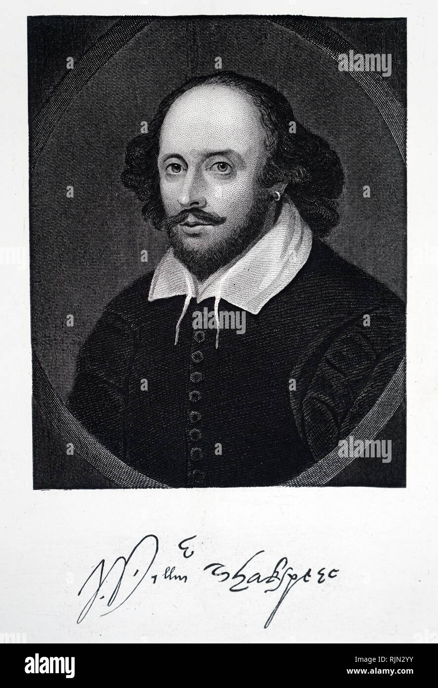 Illustration showing William Shakespeare (1564 – 1616); English poet, playwright and actor, widely regarded as the greatest writer in the English language and the world's greatest dramatist Stock Photo