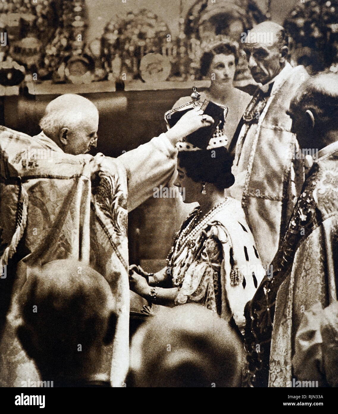 Queen Elizabeth (later the Queen Mother) at the coronation of King George VI in 1937 Stock Photo