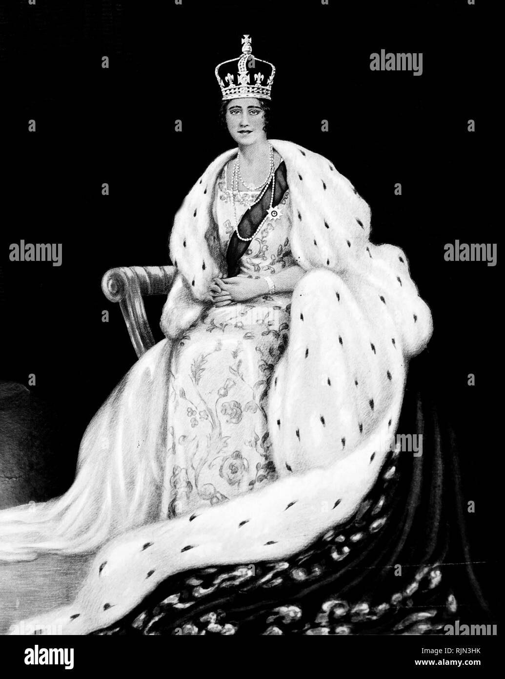 Queen Elizabeth (later the Queen Mother) at the coronation of King George VI in 1937 Stock Photo