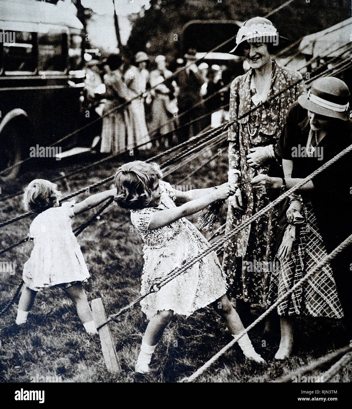 Princess Elizabeth and Princess Margaret as children circa 1933/34 Stock Photo