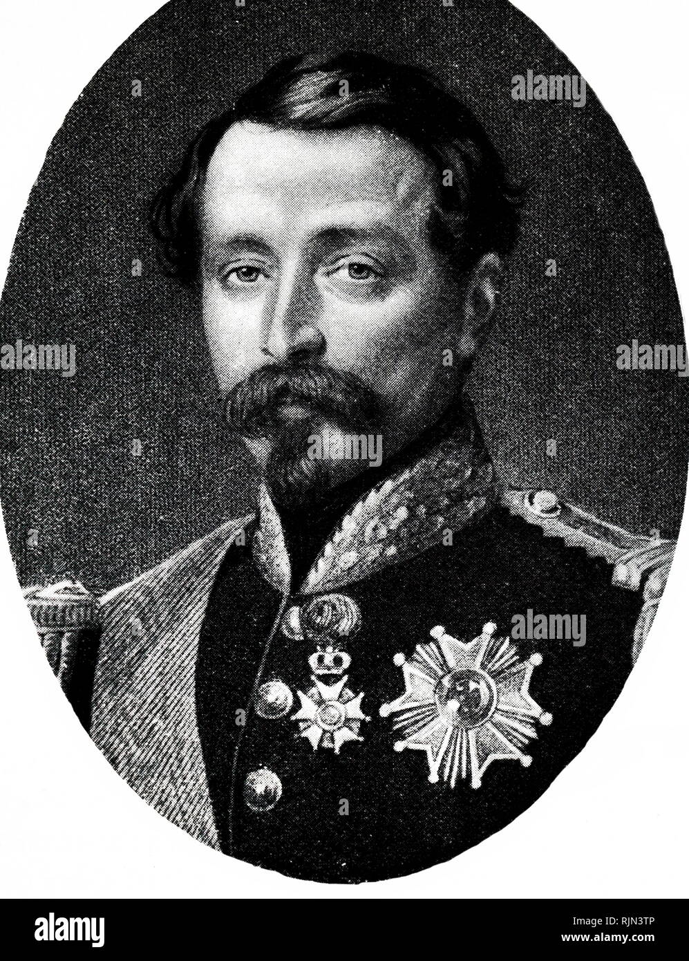Illustration showing Napoleon III (1808 – 1873) Emperor of the French from 1852 to 1870 and, as Louis-Napoleon Bonaparte, the President of France from 1848 to 1852. He was the only president of the French Second Republic and the founder of the Second French Empire. Stock Photo