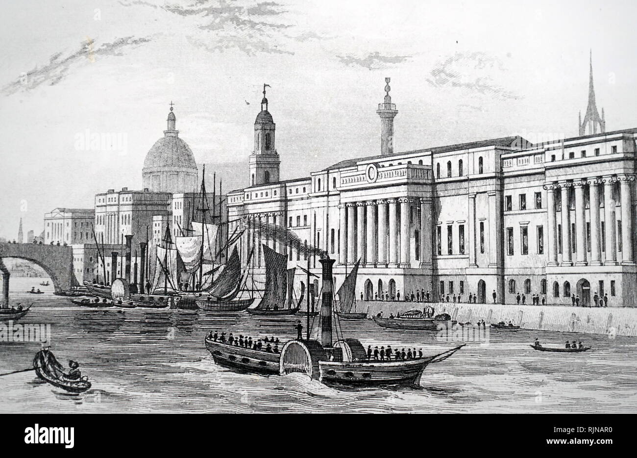 An engraving depicting the Customs House, London. Dated 19th century