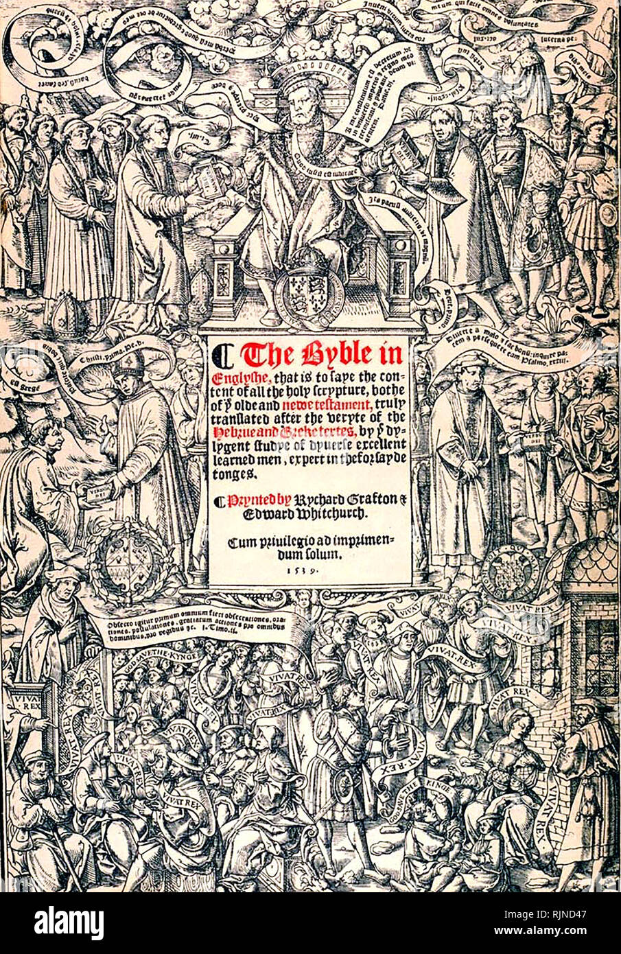 GREAT BIBLE of 1539. Title page of Myles Coverdale's translation Stock Photo