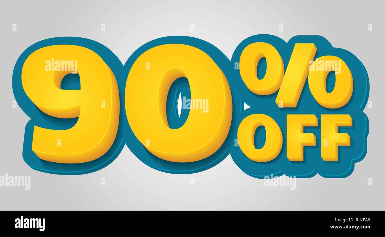 90 Off Discount Banner Special Offer Sale In 3d Style Blue And Yellow Vector Illustration Stock Vector Image Art Alamy