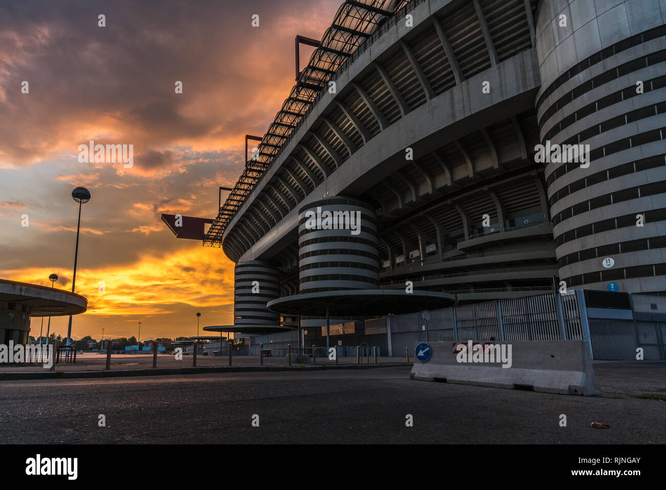 San Siro Stadium Milan At Sunset With Blu Sky And Clouds Stock Photo Alamy
