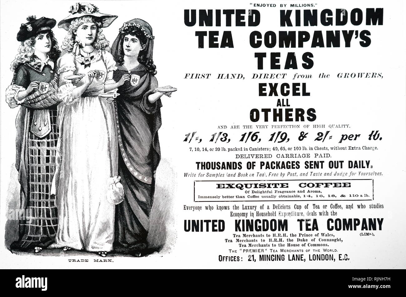 An advertisement for the UK Tea Company. Dated 19th century Stock Photo