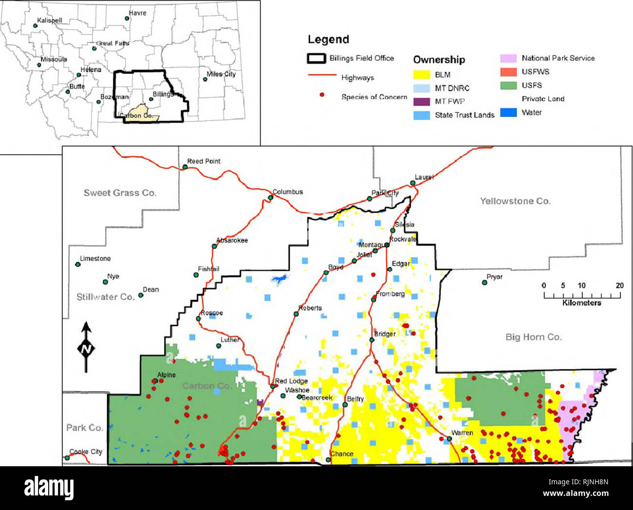 Map of big horn hires stock photography and images Alamy