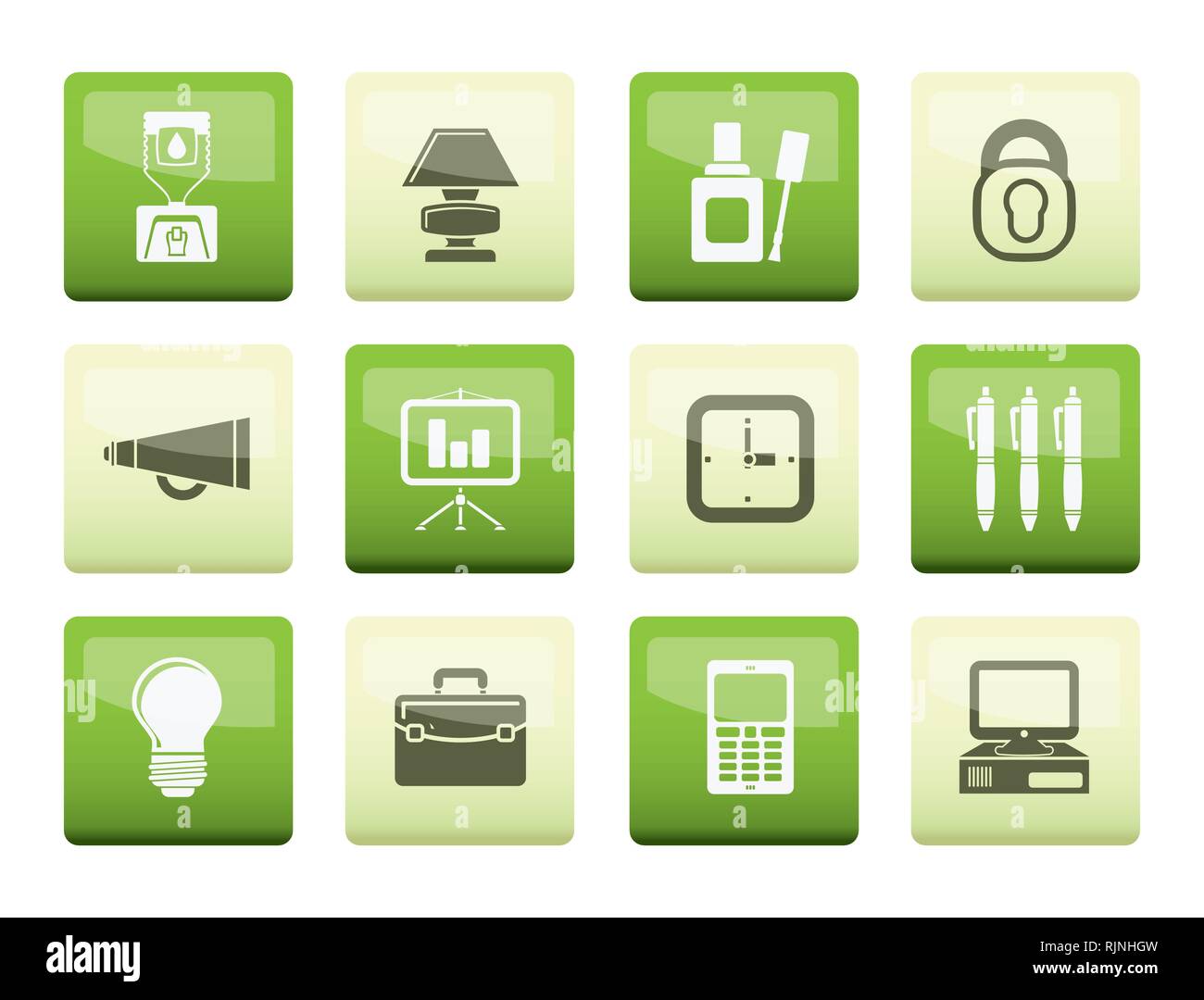 Business and office icons over color background - vector icon set Stock ...