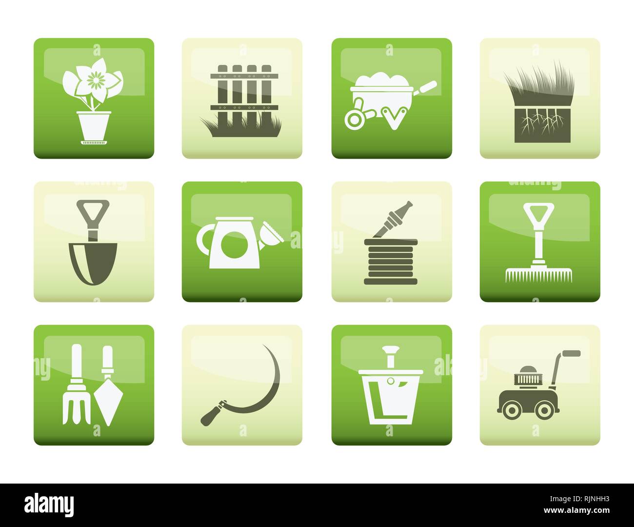 Garden and gardening tools icons over color background - vector icon ...