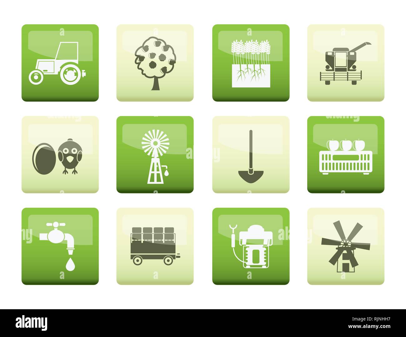 Farming industry and farming tools icons over color background - vector icon set Stock Vector