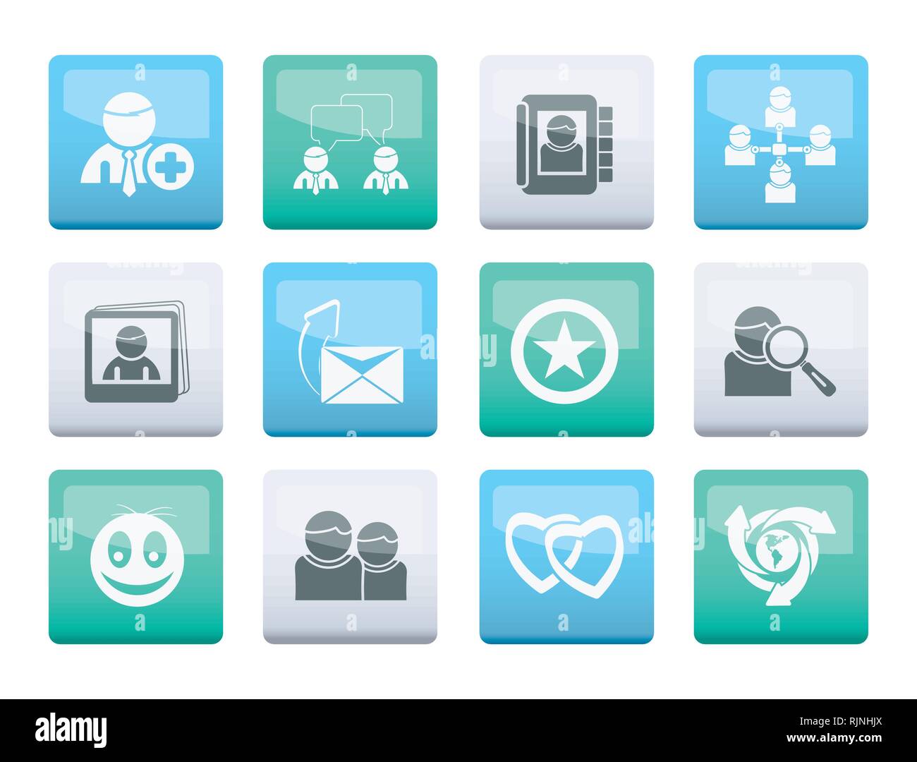 Internet Community and Social Network Icons over color background ...
