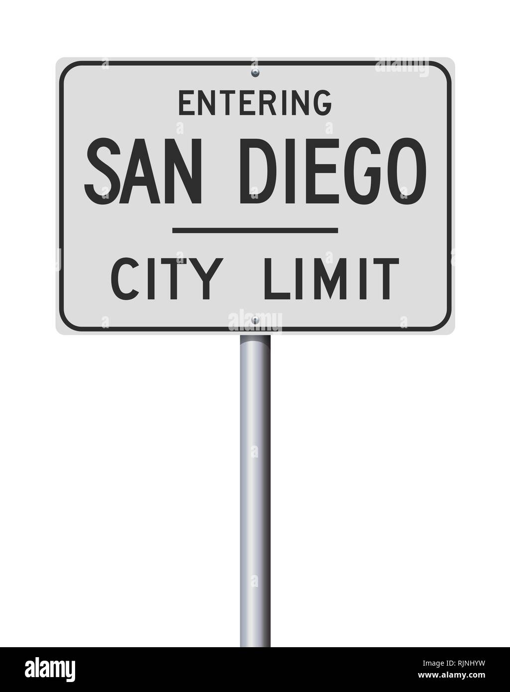 Vector illustration of the Entering San Diego City Limit white road sign Stock Vector
