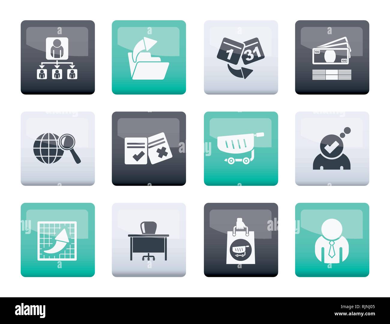 Business, Management and office icons over color background - vector ...