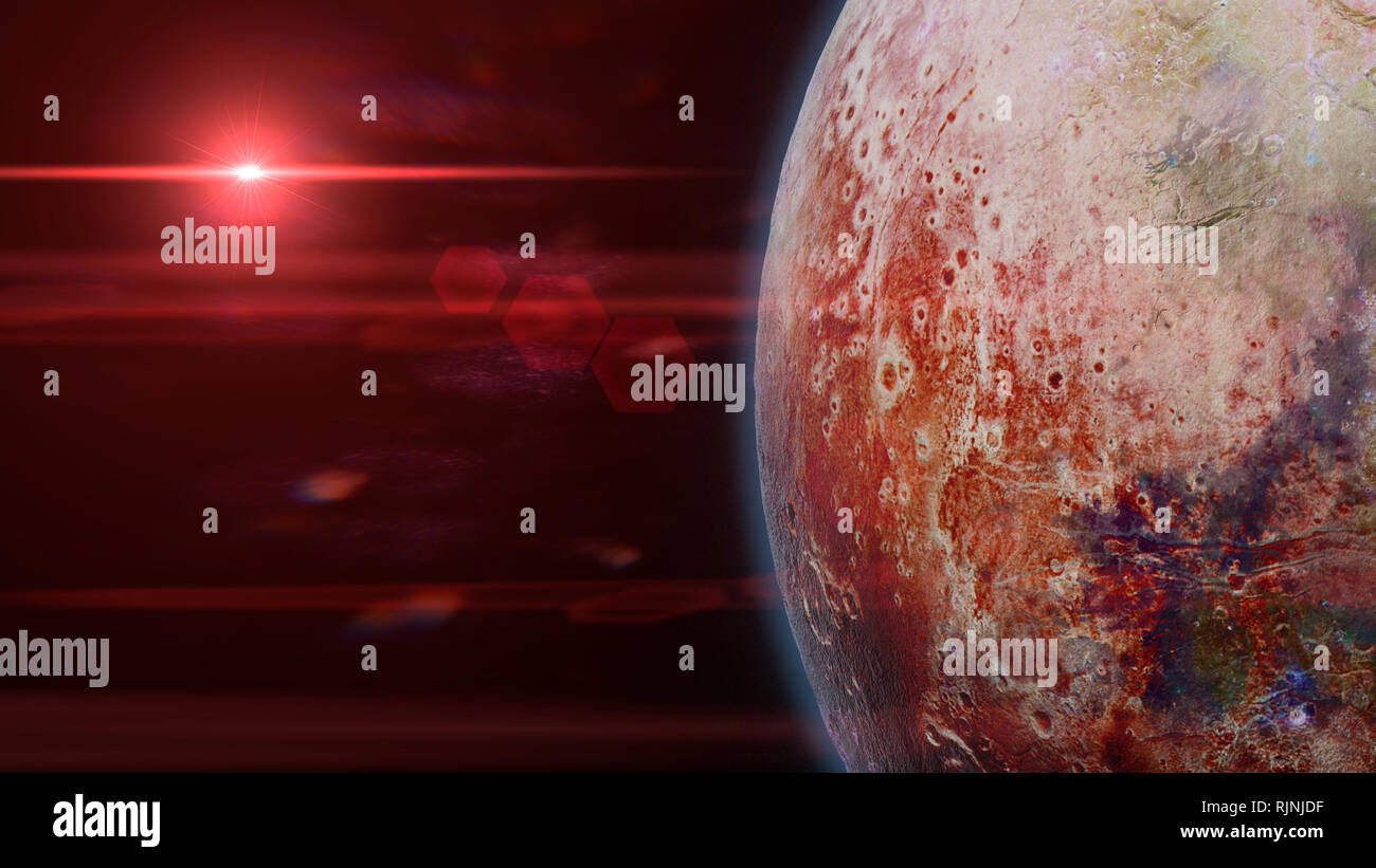 exoplanet planet lit by a red alien star Stock Photo - Alamy