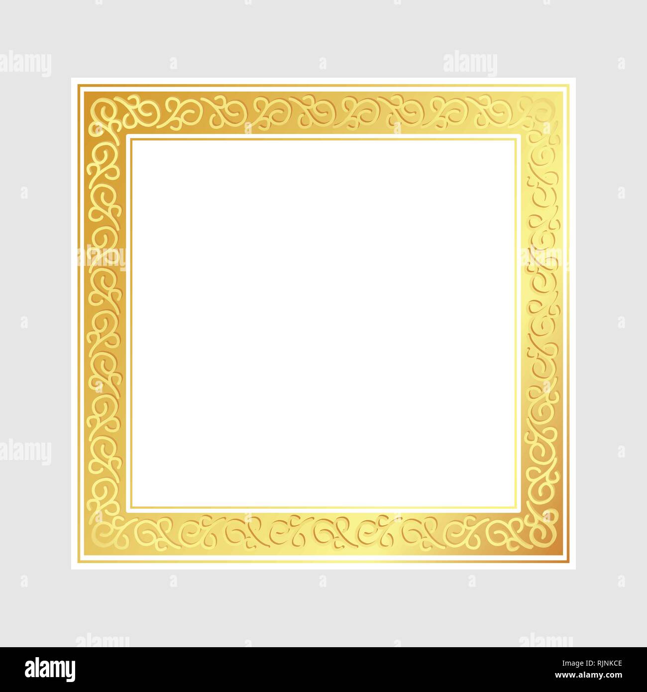 Luxury shiny glowing vintage frame, Golden square Ornament frame and