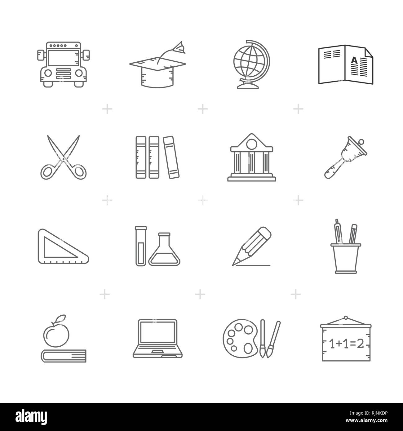Line Education and school icons - vector icon set Stock Vector
