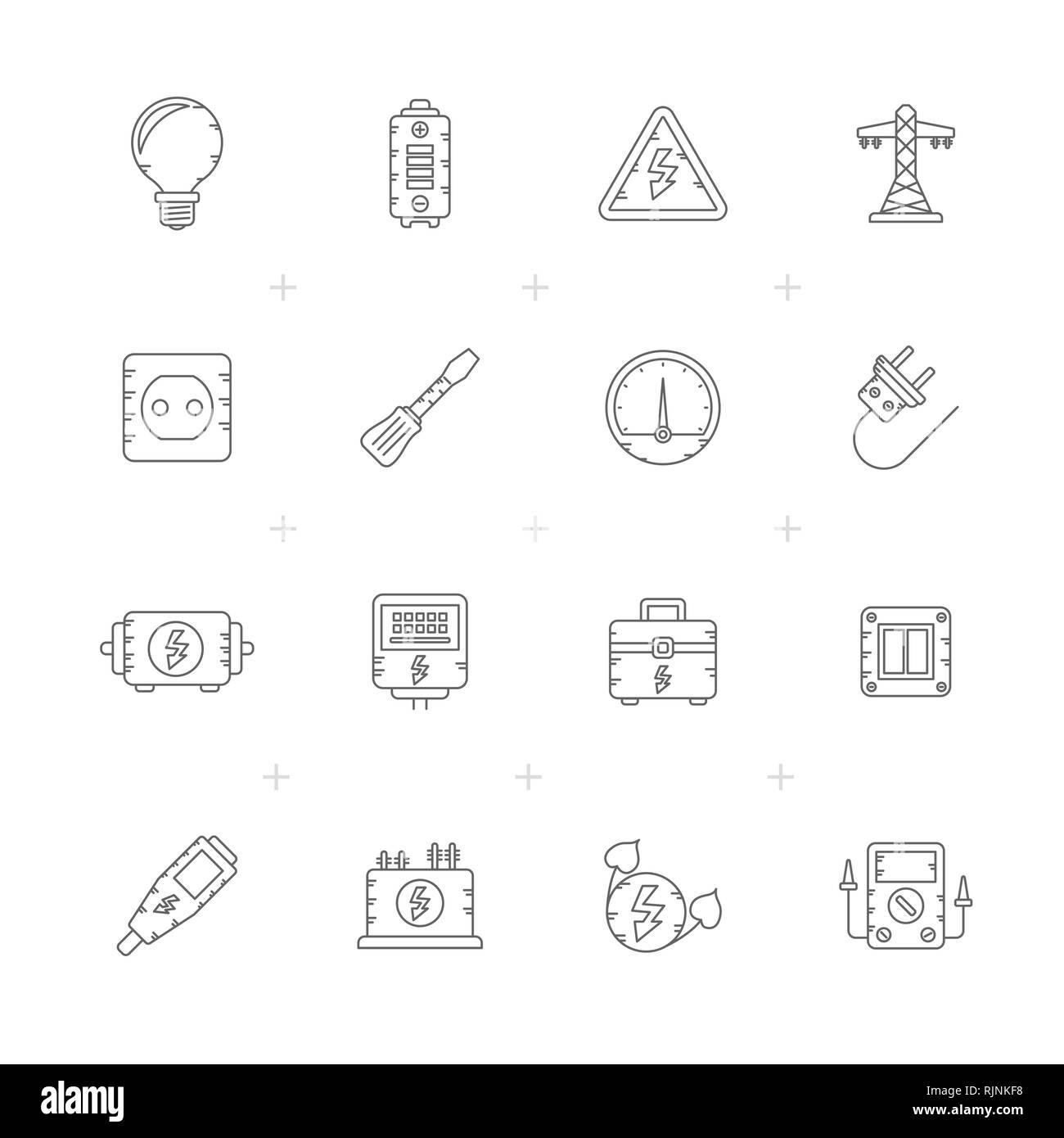 Line Electricity, power and energy icons - vector icon set Stock Vector