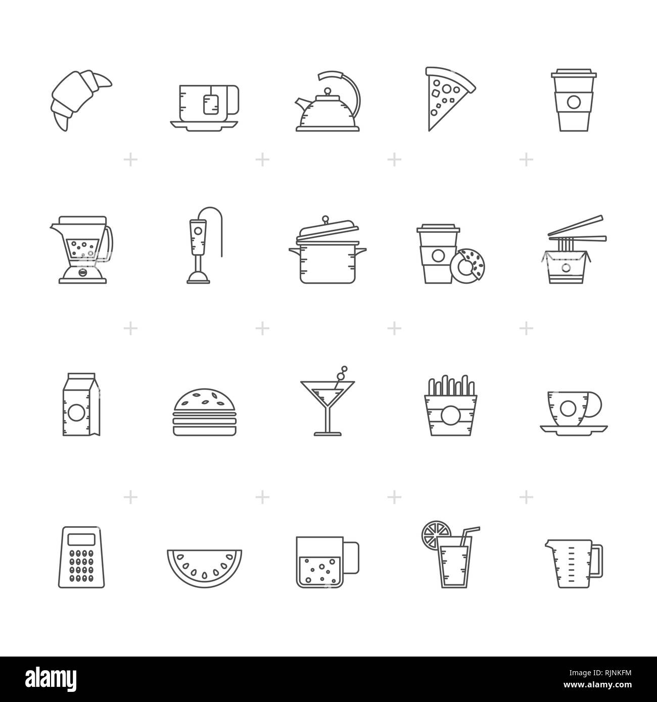 Food, Drink and kitchen equipment icons 2 - vector icon set Stock Vector