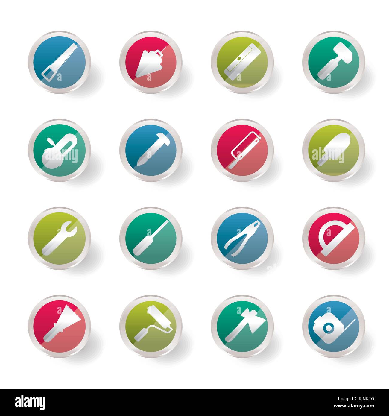 Construction and Building Tools icons over colored background - Vector Icon Set Stock Vector