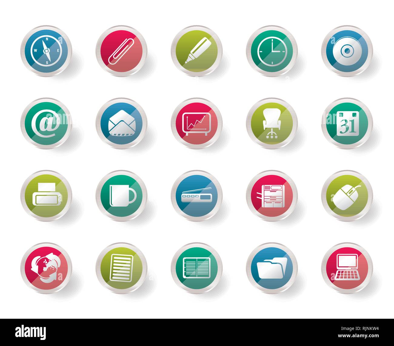 Office tools icons over colored background - vector icon set 2 Stock Vector