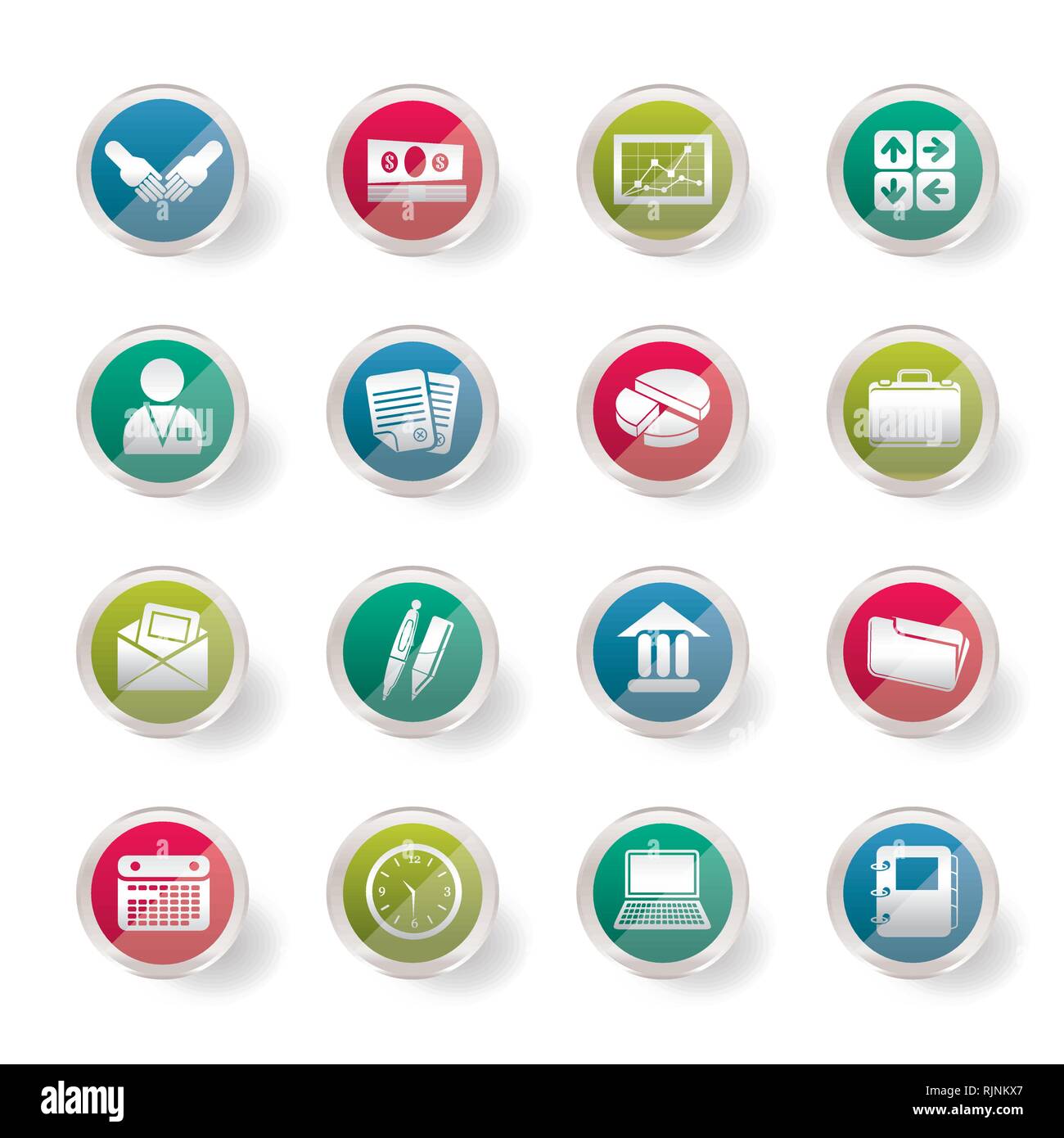 Business and office icons over colored background- Vector Icon Set ...