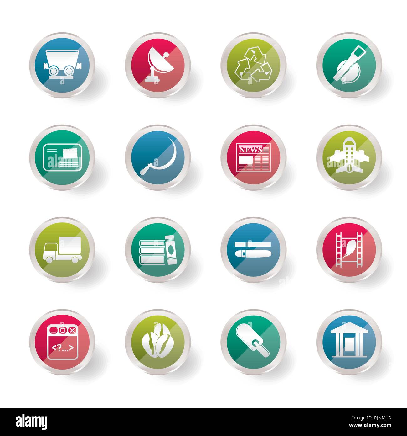 Business and industry icons over colored background - Vector Icon set 2 ...
