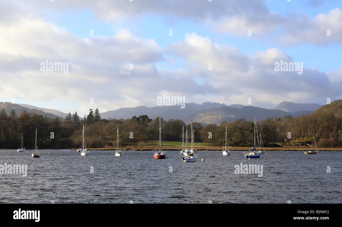 Windermere in January. Stock Photo