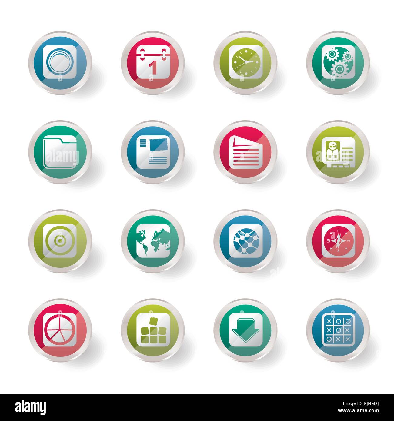 Mobile Phone, Computer and Internet Icons  over colored background - Vector Icon Set Stock Vector