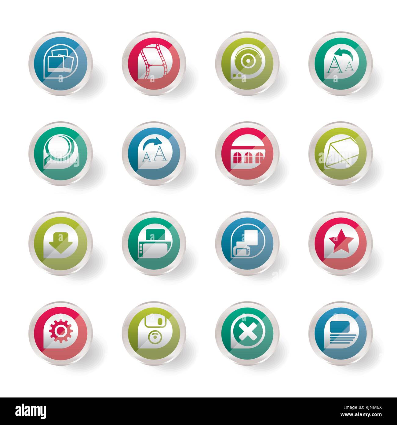 Stylized Internet and Website Icons over colored background - Vector Icon Set Stock Vector