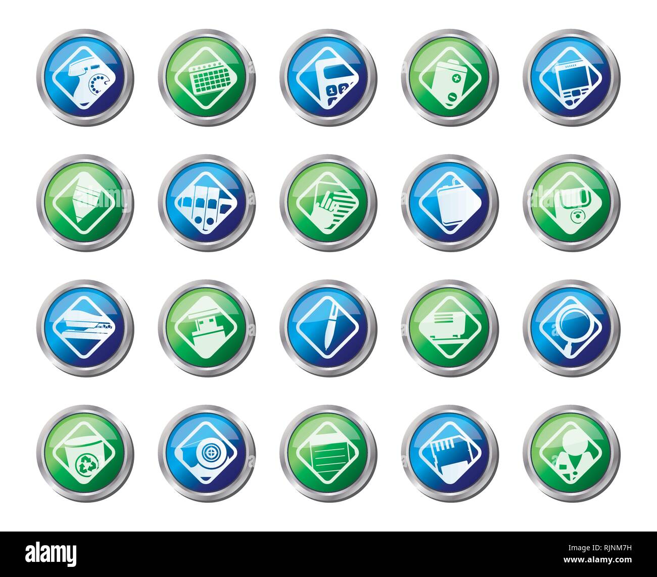 Office tools icons over colored background -  vector icon set 3 Stock Vector
