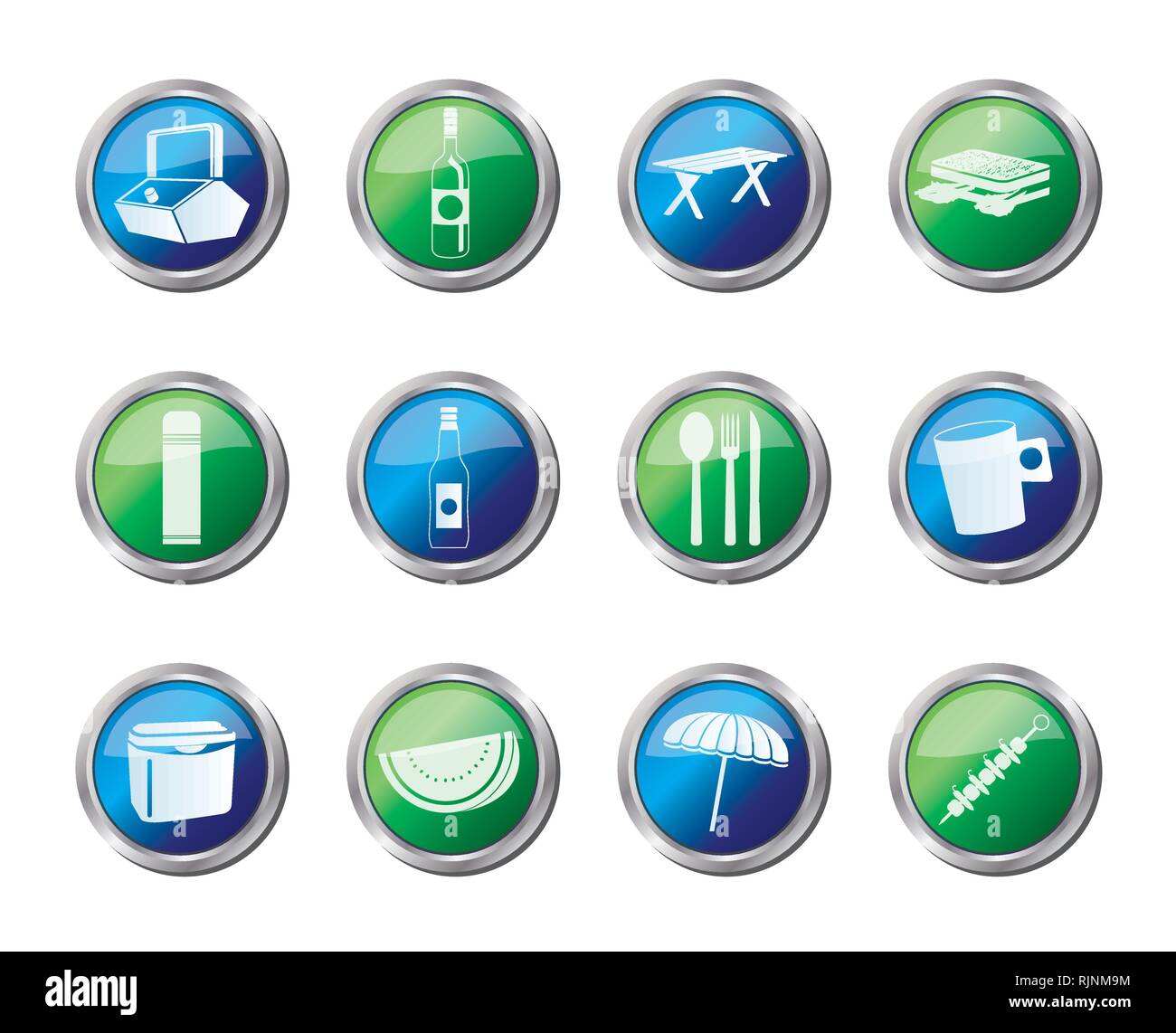Picnic and holiday icons over colored background - vector icon set ...